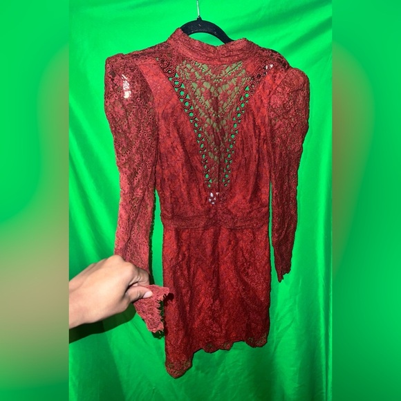 Saylor Celia Elegant Burgundy Lace Dress size XS - Picture 4 of 11